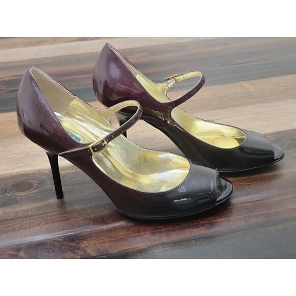VALEA Firenze "Felice" Pump Shoes Wine/Black Patent Leather Size 38 (7US) - Picture 1 of 7